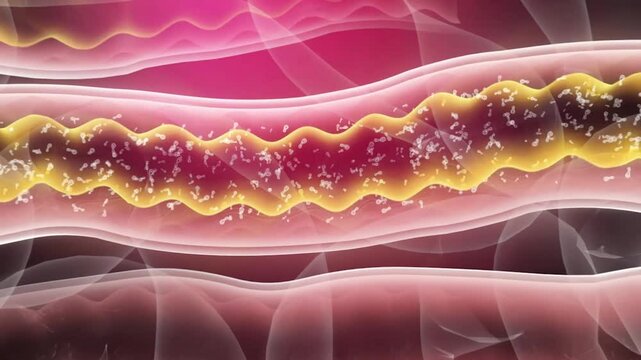Intestinal probiotics promote intestinal motility, clean up stool, enhance human immunity, restore vitality to resist germs, intestinal and digestive system health concept, 3D animation.
