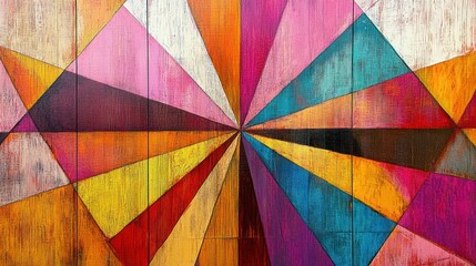 a vibrant abstract pattern with overlapping triangles and vivid hues