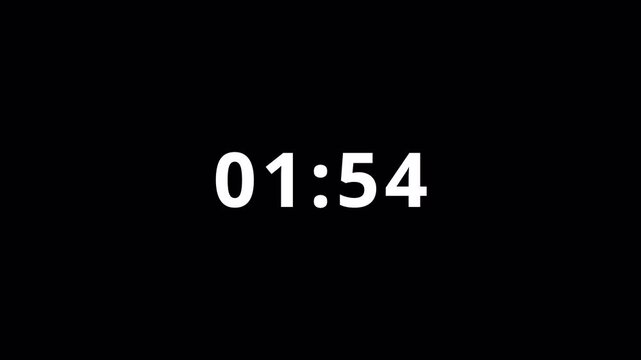 Two minutes countdown animation from 2 minutes to 0 second with alpha channel, Two minutes countdown timer on a transparent background