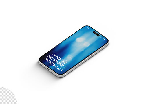 Phone Screen Mockup Isometric View Isolated