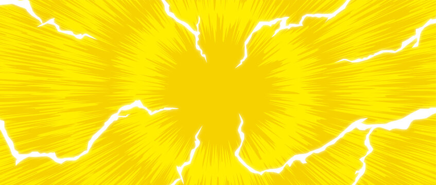 yellow exploded comic background with lightning effect