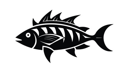flat black and white illustration stylized fish