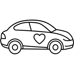 Sleek Line Art Car with Heart Design