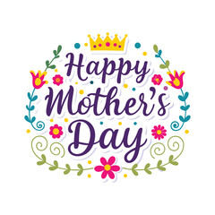colorful mothers day typography festive lettering.