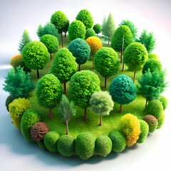 green forest island a 3d render of a vibrant grove
