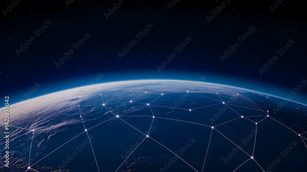 Aufkleber the image shows a stylized representation of earth from space, with a network of interconnected line