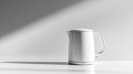 Modern white electric kettle on a white surface