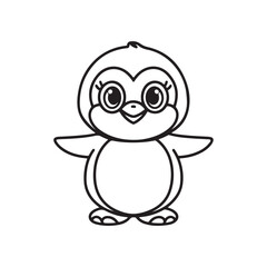 Cartoon Penguin Coloring Illustration – Baby Animal Design