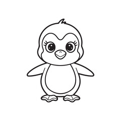 Happy Penguin Coloring Page for Kids