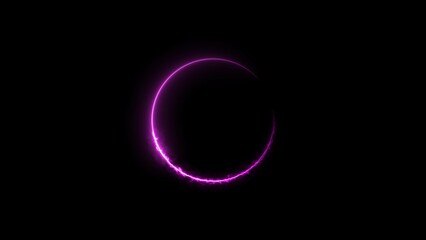 Circle loading icon neon bright magenta color 4k illustration. On the black background uploading icon.