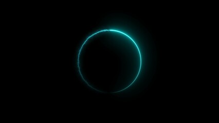Circle loading icon neon bright cyan color 4k illustration. On the black background uploading icon. 