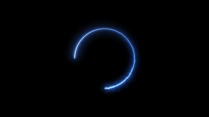 Naklejka premium Circle loading icon neon light royal blue color 4k illustration. On the black background uploading icon.