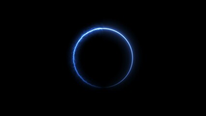 Circle loading icon neon light royal blue color 4k illustration. On the black background uploading icon.