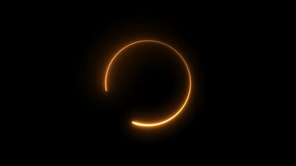 Circle loading icon neon bright orange color 4k illustration. On the black background uploading icon.