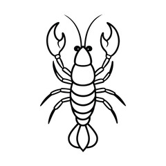 lobster black line art vector on white background