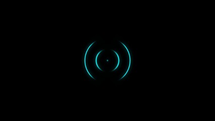 4K Radio waves neon bight cyan color 4k illustration.