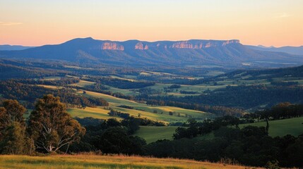 Obraz premium Serene Sunset Over the Blue Mountains