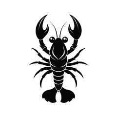 lobster black silhouette vector on white background