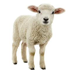 Fototapeta premium Young sheep looking at camera isolated on transparent background
