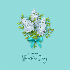 Beautiful Lilac Bouquet with a Bow. Mothers Day Card