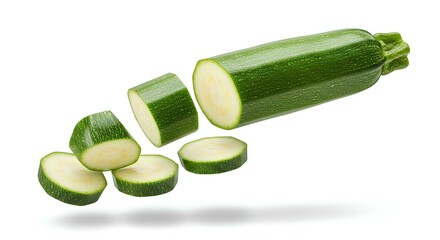 Fresh whole zucchini isolated on white background for vegan and vegetarian healthy eating concepts. Fresh whole zucchini isolated on white background for vegan and vegetarian healthy eating concepts
