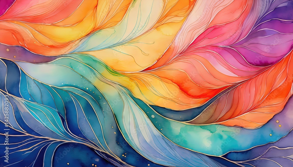 Poster vibrant watercolor abstract pattern a closeup exploration of color and texture in a captivating arti