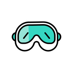 Doodle Vector Icon of Stylish Ski Goggles for Winter Sports