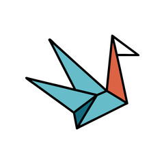 Doodle Vector Icon of Origami Crane for Creative Projects