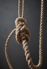 Frayed rope under extreme tension, about to snap ,  strong,  frayed,  pressure