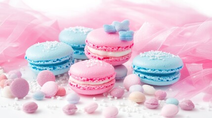 Obraz premium Colorful Pastel Macaroons on White Background