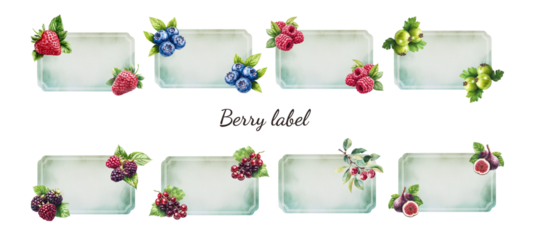 Set of  berry fruit labels. For far, jam, juice