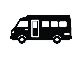 motorhome black silhouette vector on white background