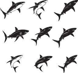 set of Shark silhouettes