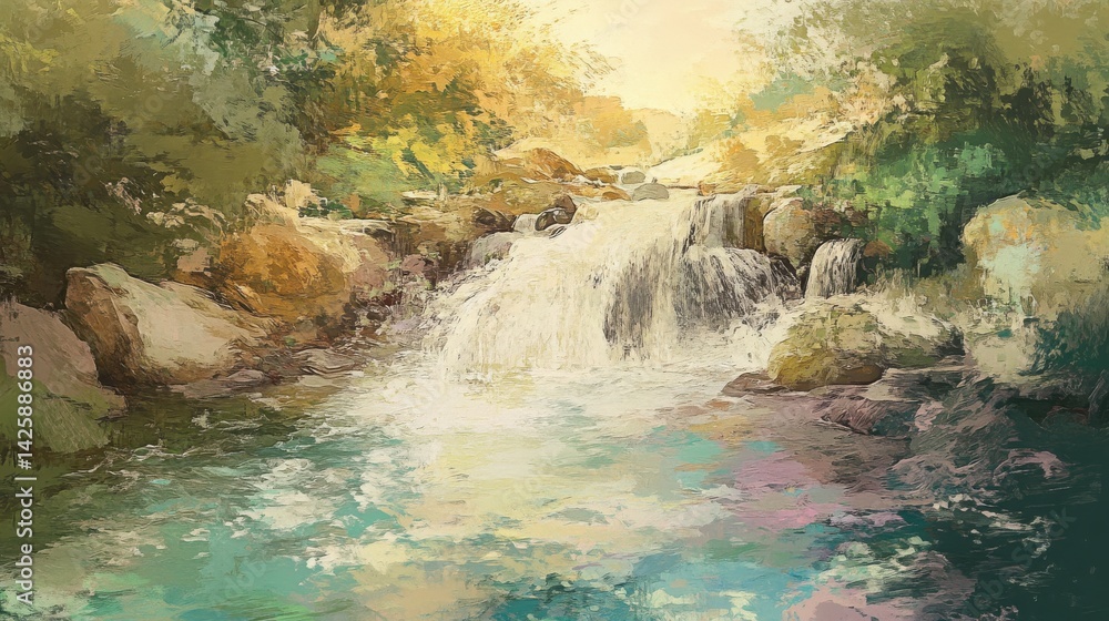 Fototapete rising color stroke element on a soft stream backdrop