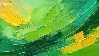 Vibrant Abstract Masterpiece A Closer Look at a Rough, Colorful Green Painting Texture, Showcasing Intricate Oil Brushstrokes and the Emotional Energy of Modern Artistic Expression.