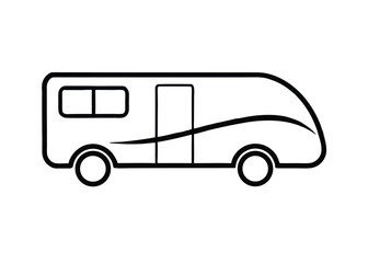 motorhome line art vector on white background