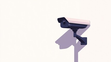 Security camera mounted on a wall