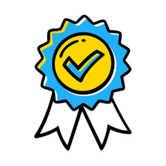 Badge With Check Mark Vector Illustration