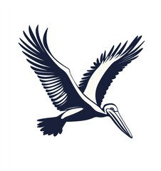 Obraz premium Pelican in flight, coastal background, nature illustration