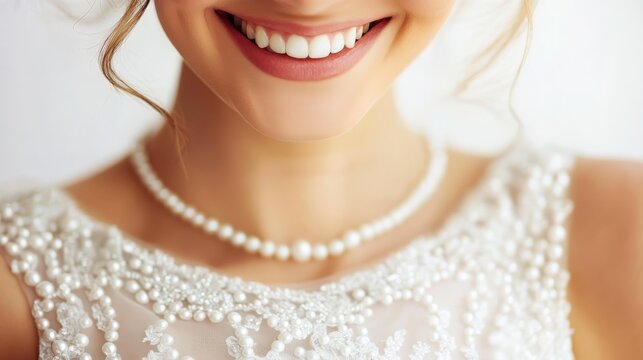 Radiant Bride Smiling in Elegant Gown - Powered by Adobe
