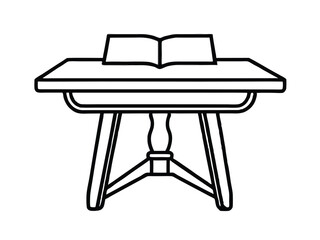 reading table black line art vector on white background