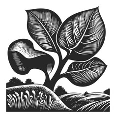 Elegant Hand-Drawn Illustration of Stylized Leaf Design
