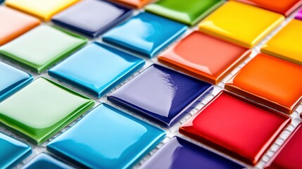 Colorful Tile Samples on White Background