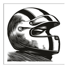 Detailed Hand-Drawn Illustration of a Racing Helmet Design