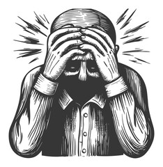Emotional Distress Hand Drawn Illustration of a Troubled Person