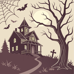 Halloween Horror house in the forest Vector Art
