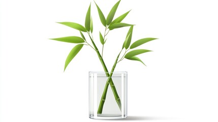 Naklejka premium Fresh bamboo stalks in a clear glass vase