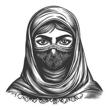 recommend clip art: Intricate Hand-Drawn Illustration of a Woman in a Veil