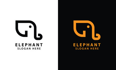Elegant elephant line logo in negative space