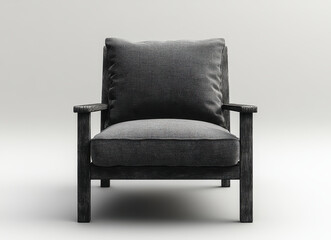 Fototapeta premium High-quality black cushioned wooden lounge chair isolated on a white background for modern interior design